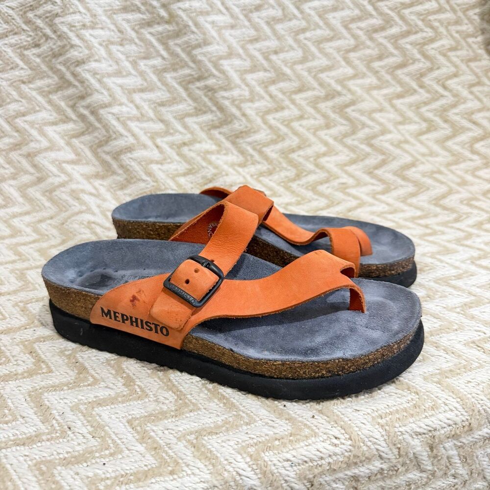 Mephisto Women’s Helen Leather Toe Strap Slide Sandals